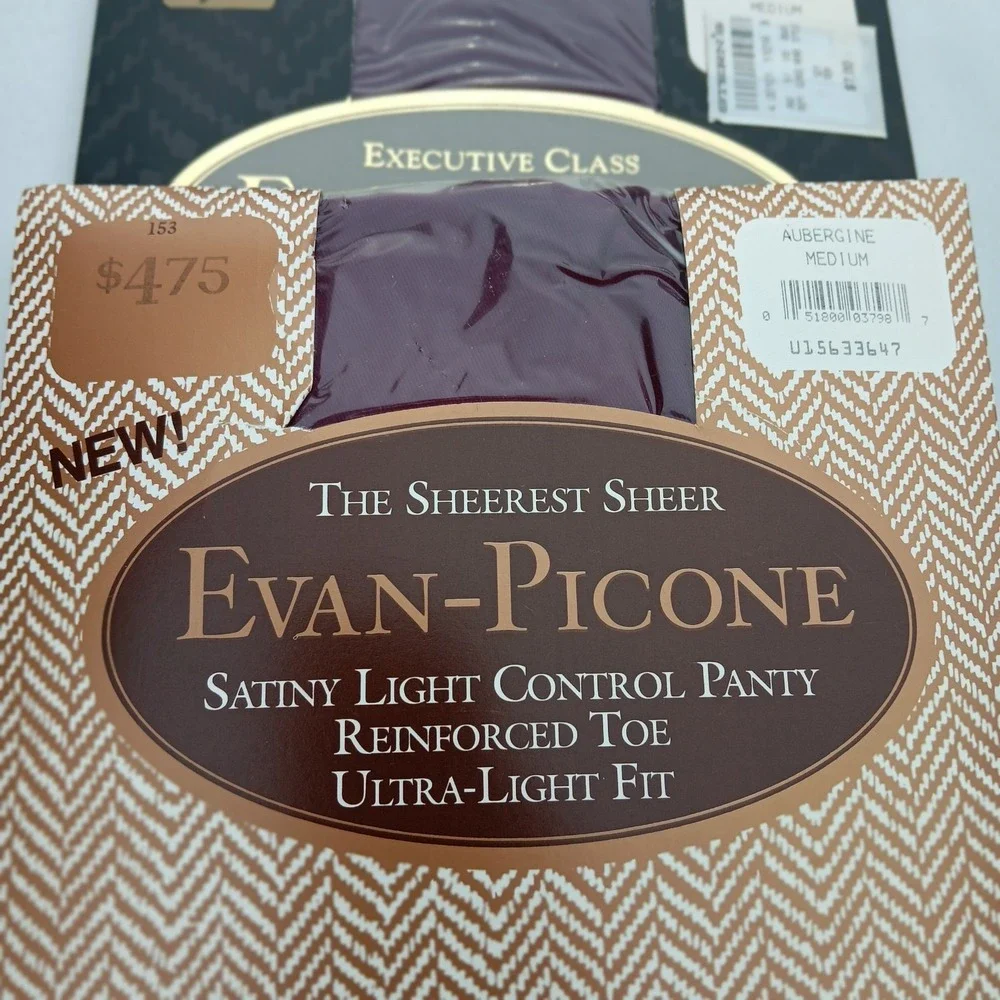 Evan Picone 3 Pair‎ Lot Opaque Pantyhose Medium Aubergine Wine Satiny NWT